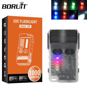 V20 LED 손전등 키체인 180 회전 UV 자기 경고음