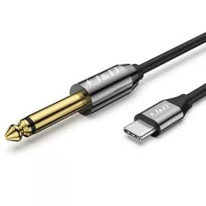 J D USB-C to 6.35mm 1/4인치 TS 오디오 케이블 골드 도금 타입 C 남성 모노 인터커넥트 보조 어댑터 16/17
