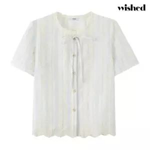 [위시드]잔꽃 자수 레이스 리본 블라우스 (WIDBBL027)
