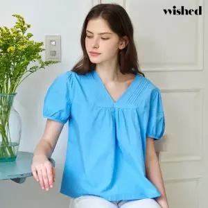 [위시드]러블리 오버핏 브이넥 반팔 블라우스 (WIDBBL011)
