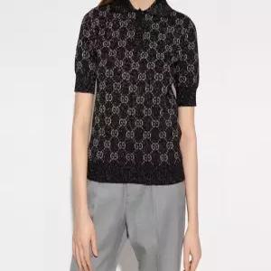 GUCCI 라메 폴로 니트 여성 반팔 니트 블랙 컬러 678435-XKB54