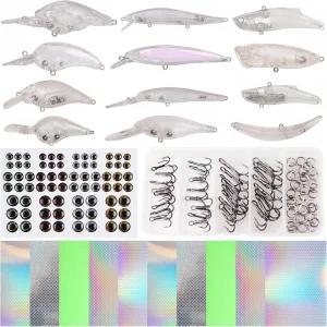 OROOTL 낚시 미끼 만들기 키트 166개의 pcs DIY 용품 페인트칠하지 않은 눈이 가려집니다 스티커 트레블