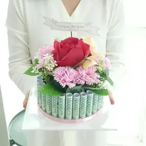 플라워케익용돈박스30 핑크 어버이날 생신 현금선물 특별한날 감사선물 23HWA116F6