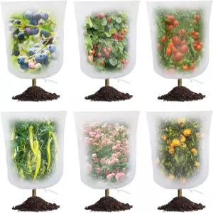 블루베리 덤불을 위한 새 그물 - 6Pcs 정원 방충망 드로스트링 포함 채소를 식물 과일 나무 매미 6