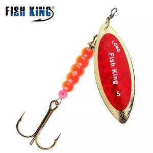 FISH KING 스피너 루어 미끼 4.5g/7.0g/12.5g/17.4g/27.1g 스푼 파이크 금속 낚시 베이스 후크가 있는 하드