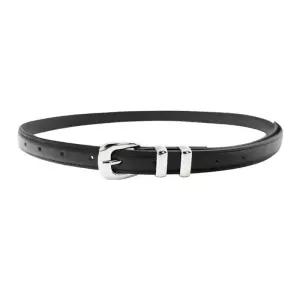 허리 액세서리 two loop silver fake leather belt T017