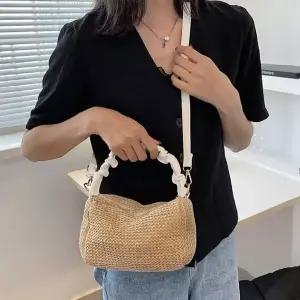 여성 가벼운 2way 스퀘어 미니 토트백 크로스백 라탄백