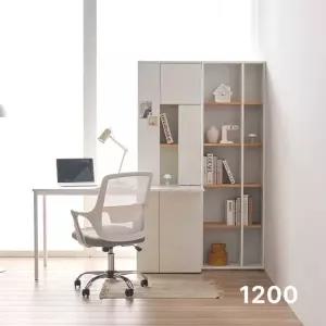 아씨방 가구 아이캔 일자형 서재 도어형 책장책상 세트 1200+5단책장