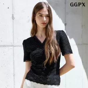 [GGPX]플로럴 가든 시스루 레이스 반팔 블라우스 (GQBBA034D)