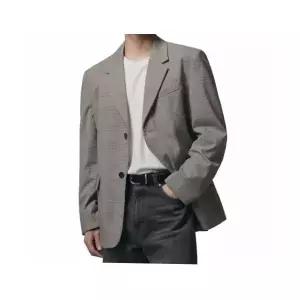 [매장정품] 드로우핏 DRAW FIT 오버사이즈 미니멀 체크 블레이저 [BEIGE] DFJK0002BE