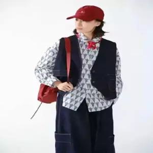 볼사스 청 여사친 빈티지 캐주얼 브이넥 조끼 민소매 투포켓 ADOR1