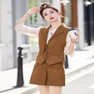 볼사스 여친 캐주얼 칼라 코트 싱글 조끼 나시 숏 ADOR1