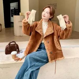 페이크 여성용 코트 일체형 재킷 퍼 가죽 1PICK1