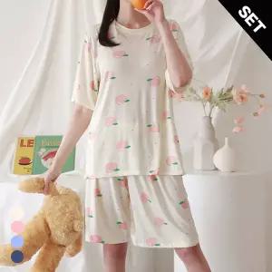 [올리비에스클로젯] [SET]피치 반팔 반바지 파자마 세트_O2605SE071B