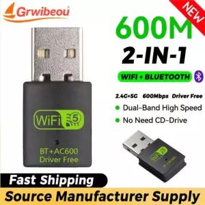 블루투스동글이 IN USB WIFI 듀얼 어댑터 PC 600MBPS 무선 고속 수신기 AC 600Mbps