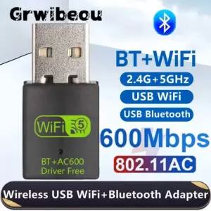 컴퓨터동글이 600MBPS USB WIFI 어댑터 듀얼 네트워크 PC 블루투스 IN 동글 600Mbps