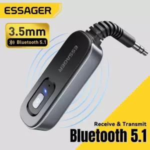 컴퓨터동글이 ESSAGER 블루투스 오디오 TV 어댑터 리시버 마이크 송신기 차량용 스테 블랙 블루투스 v50