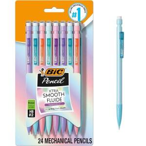 지우개가 있는 BIC 7MM 또는 엑스트라 학교 스무스 중간 샤프 지점 24개 파스텔