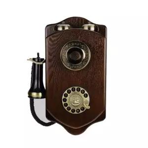 벽걸이전화기 레트로 벽걸이형 유선 가정용 기계식 벨소리 앤틱 호텔 나무 전화기 button headphone