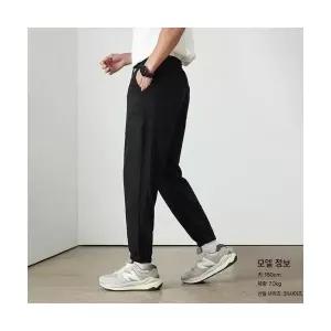남자 배기핏 바지 팬츠 블랙 밴딩 조거 9부 여름 캐주얼 BE2