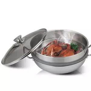 [NS홈쇼핑]키친아트 찜냄비 찜솥 스텐 찜통 찜기 3중 2단 24cm[35912896]