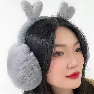 하트 귀마개 퍼 털 겨울 보온 방한 니트귀도리 털