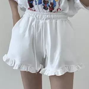 [시크빈]밑단프릴 포켓쭈리 밴딩반바지 여성데일리 면캐주얼 치마바지 트레이닝팬츠_P391258134