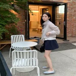 샌드 셔링 시어 바람막이 / 윈드브레이커 하객룩 여리 레이어드 자켓 바람막이 시어자켓 워크자켓 블루종