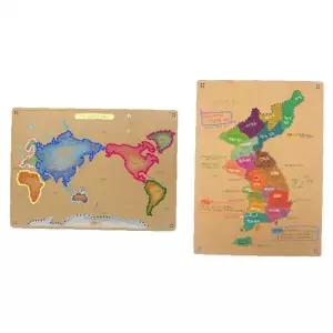 바느질 놀이 학습 교구 목재 퍼즐 지도 디자인 우리나라 세계 지리 인지 발달