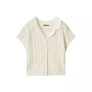 [미니멈 에브리데이]카라넥 케이블 꽈배기 반팔 니트 가디건 EC2CK023D _P423235710