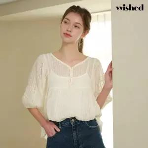[위시드]펀칭 플라워 나시 세트 반팔 블라우스 (WIDBBL029)