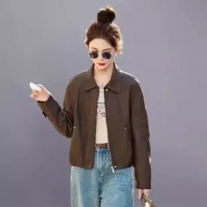 볼사스 여성용 캐주얼 빈티지 가을 재킷 PU 코트 가죽 상의 숏 ADOR3