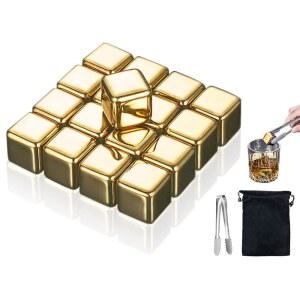 켈레구르 16 PCS 와인 스테인리스 스톤 골든 스틸 골드 큐브 위스키 위스키 아이스