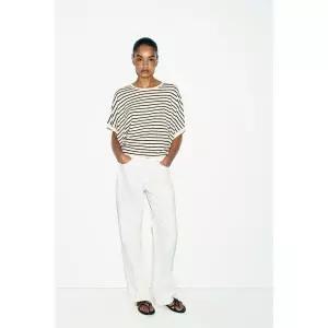 자라 ZARA 와이드 슬리브 니트 탑 - 스트라이프1273444