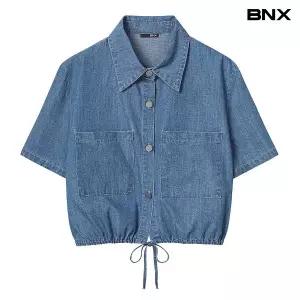 [BNX]빈티지 스트링 크롭 데님 셔츠 (BY2BL031L0)