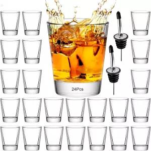 인프틸레 샷잔 세트 위스키 데킬라 보드카 리큐어 바용 헤비 베이스 포함된 투명 1.7온스/50ml 24개