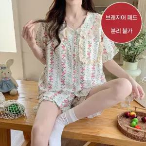 픽호샵 캐주얼 여름 세트성 잠옷 인형 레이스 잠옷세트 커플 반팔 넥 꾹2