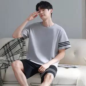 픽호샵 캐주얼 하계 세트 실내복 편안한 잠옷세트 순면 커플 아우터 반팔 파자마 청소년 가능 꾹2