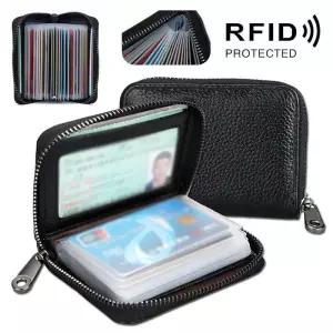 남성용 비즈니스 카드홀더 지갑 은행 ID 신용카드 22 비트 RFID 차단 보호 케이스 동전