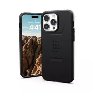 URBAN ARMOR GEAR UAG [업데이트 버전] 아이폰 15 프로 맥스 케이스 6.7인치 시빌리안 블랙 내장 자석 MagS