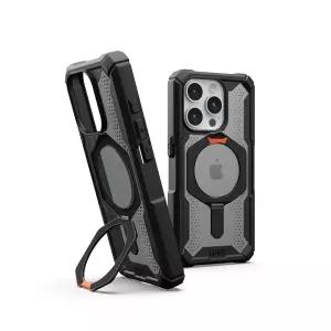 URBAN ARMOR GEAR UAG 아이폰 15 프로 케이스 플라즈마 XTE 블랙/오렌지, MagSafe 충전 및 킥스탠드와 호환