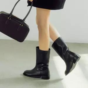 코모레비뮤지엄 KM009L 핸드메이드 와이드 클래식 미들 부츠 천연가죽 ver. I 2Colors 1836570 415535