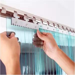 맞춤형 2mm PVC 냉장 스트립 커튼 도어 - 냉장실 창고 냉동실 케이터링 냉각기용 1.05x2.5m 7개 블루
