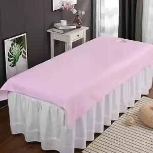2피스 마사지 테이블 시트 200x75cm/78.7x29.5인치 뷰티 살롱 침대 통기성 오일 저항 방수 SPA 커버 핑크