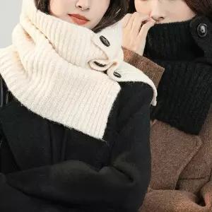 니트넥워머 니트 단추 터틀 넥 워머 목폴라 목도리 니트넥워머 목플러 여성넥워머 넥폴라