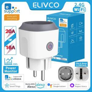 호환 eWelink 16A/20A 스마트 플러그 WiFi EU 소켓, 전원 모니터 타이밍 기능 지원 Alexa Google 홈 Alice SmartThimgs IFTTT