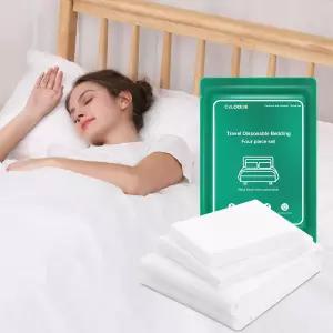 4 PCS 일회용 침대 시트 퀸 사이즈 호텔용 여행 침구 비즈니스 스파 1개 퀼트 커버 베개 2개가 포함된