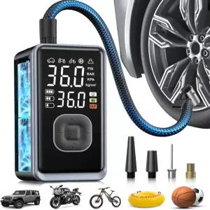 타이어 인플레이터 휴대용 공기 압축기 디지털 압력이 포함된 150PSI 무선 미니 펌프 자전거 자동차