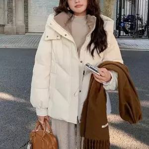 아우터 배색 레이어드 패딩점퍼 F007423_웰론후드