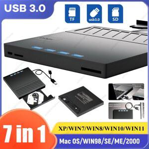 CD롬 플레이어 IN USB DVD 버너 리더기 포트 CD XP781011 드라이브 윈도우 데스크탑용 노트북 SDTF 외부